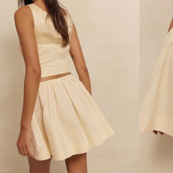 NWT Reformation Evy Linen Two Piece Ivory - Size 10 - Picture 2 of 3